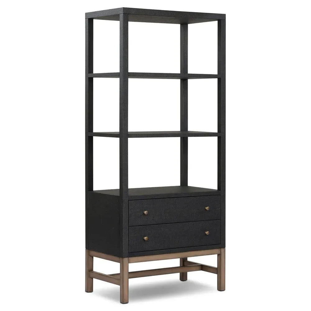 Philip Bookcase with Drawer - Black, Mahogany