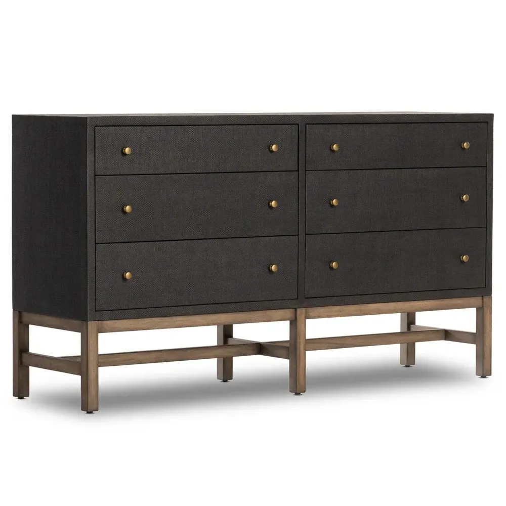 Philip Double Dresser - Black, Mahogany