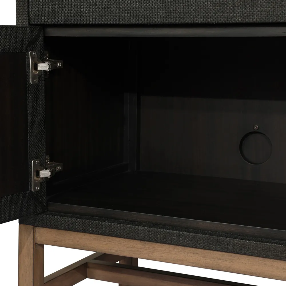 Philip Raffia Media Cabinet - Black, Mahogany
