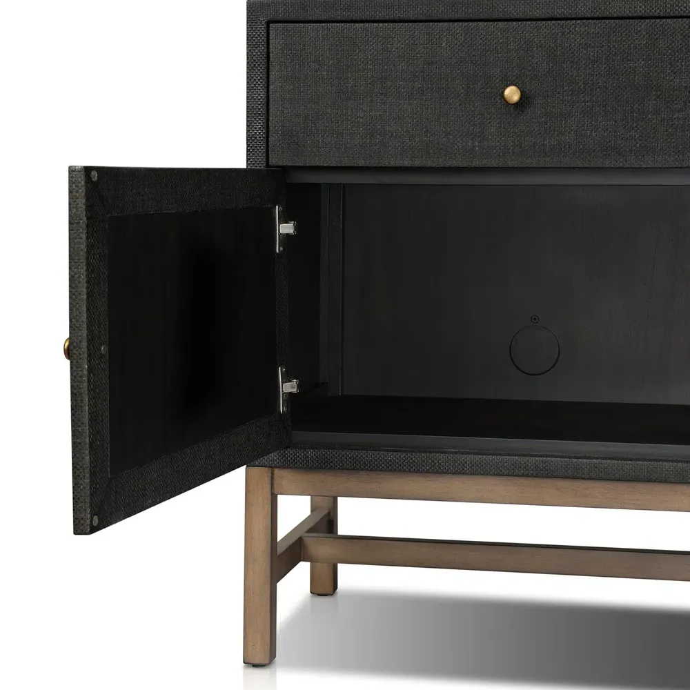 Philip Raffia Media Cabinet - Black, Mahogany