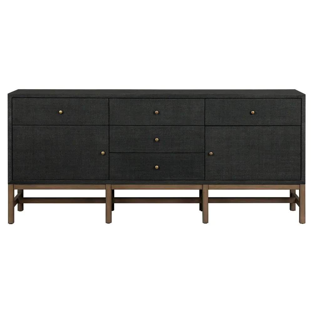 Philip Raffia Media Cabinet - Black, Mahogany