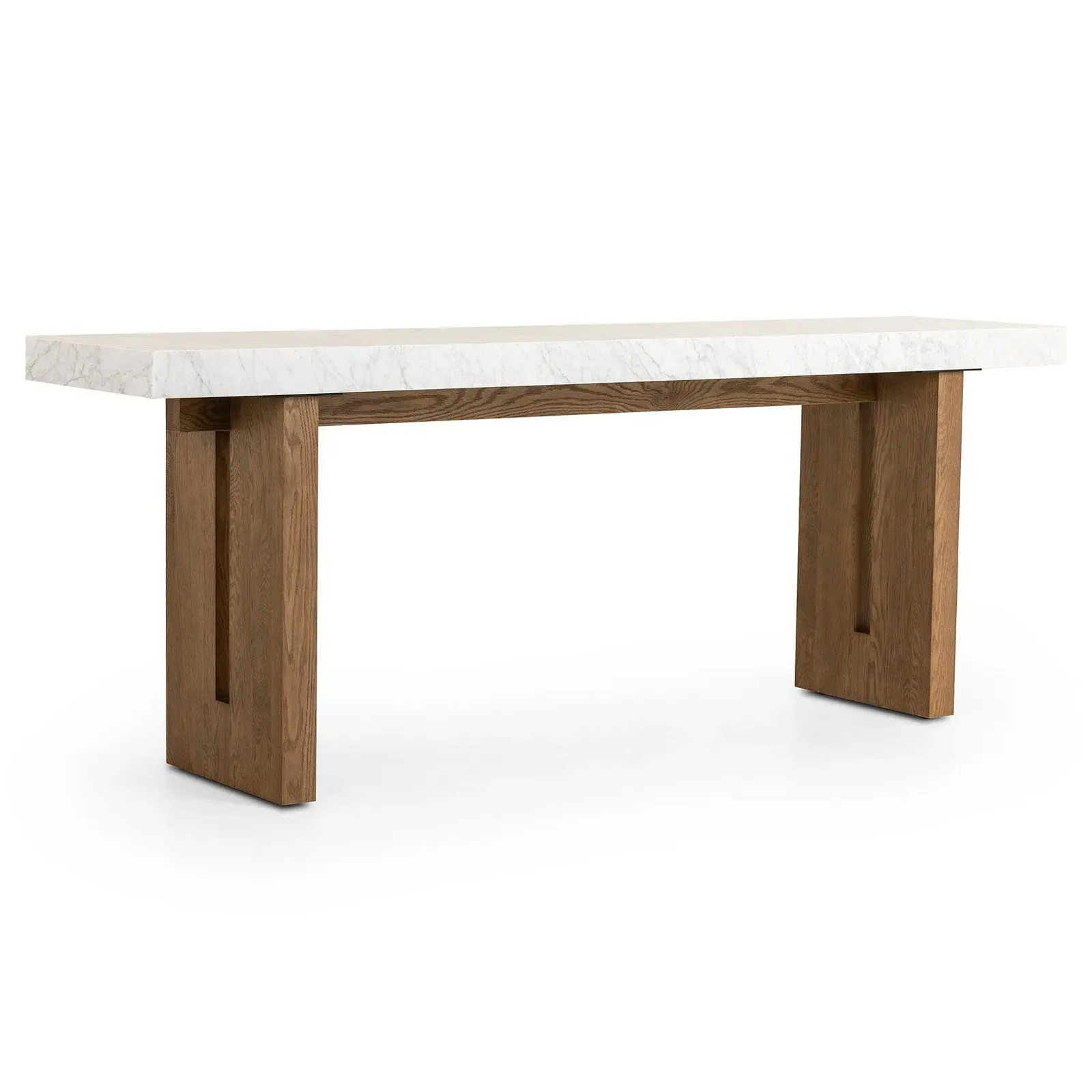 Philip Rectangular Console Table - Brown, Carrara Marble
