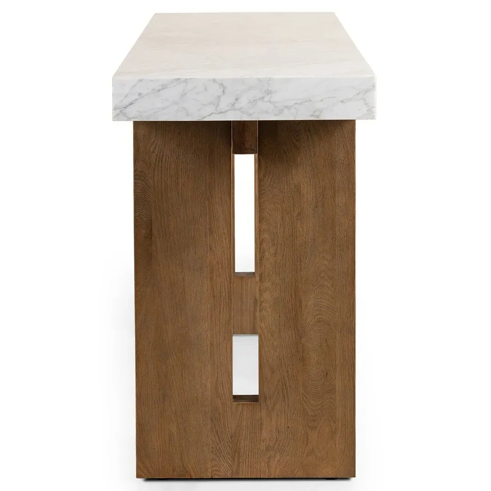 Philip Rectangular Console Table - Brown, Carrara Marble