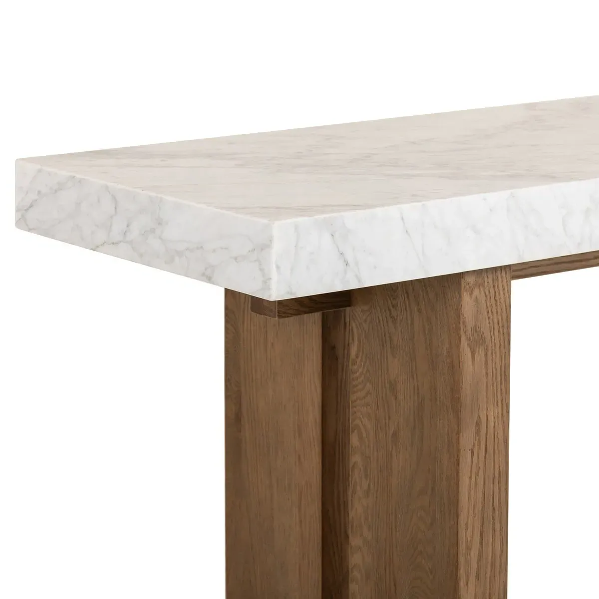 Philip Rectangular Console Table - Brown, Carrara Marble