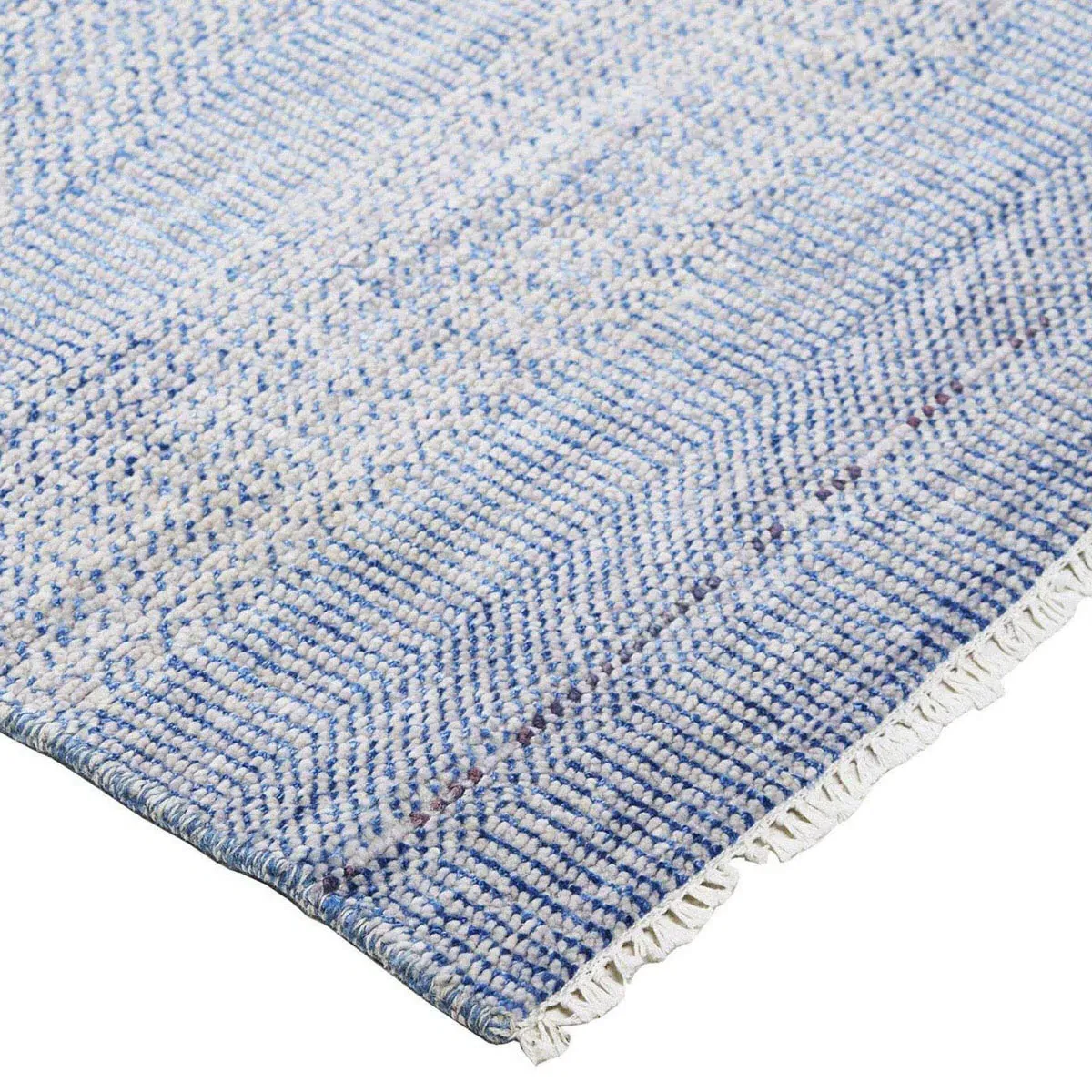 Phineas Striped Hand Knotted Rug - Blue, Wool