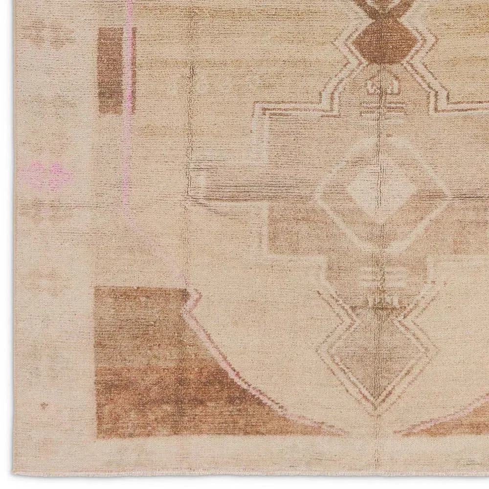 Phoebe Global Bazaar Medallion Rug 4'x6' - Tan Pink, Cotton