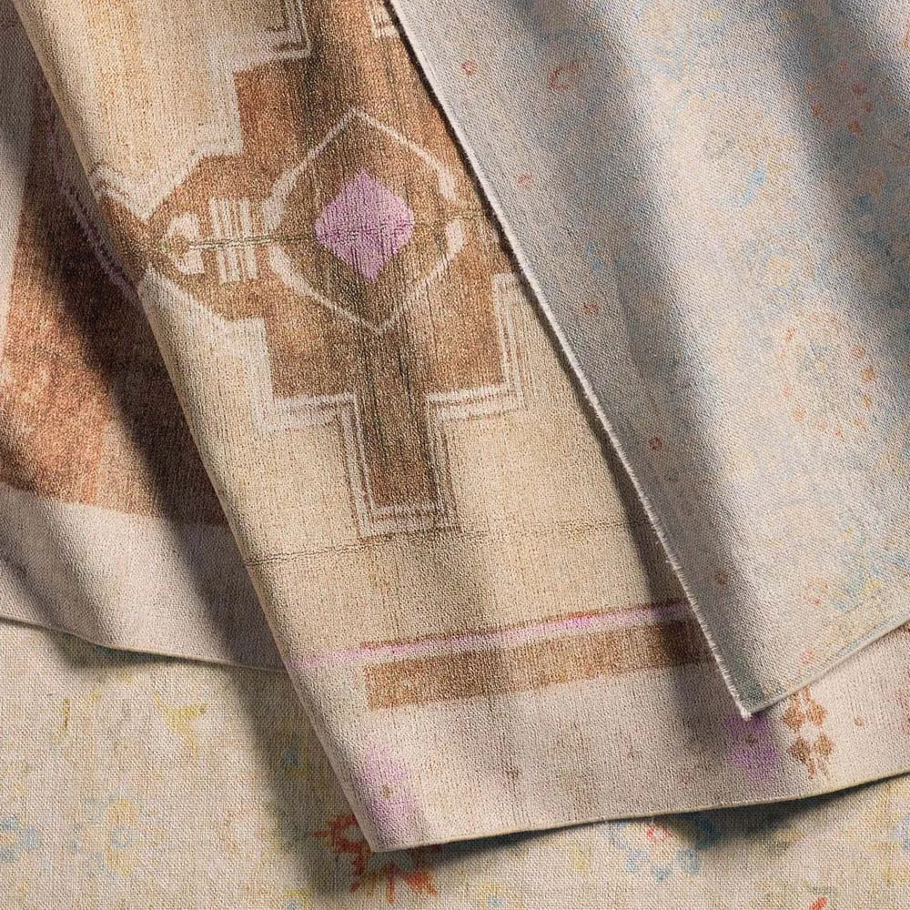 Phoebe Global Bazaar Medallion Rug 6'x9' - Tan Pink, Cotton