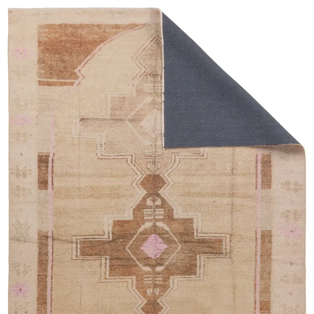 Phoebe Global Medallion Patterned Rug Sample - Tan Pink