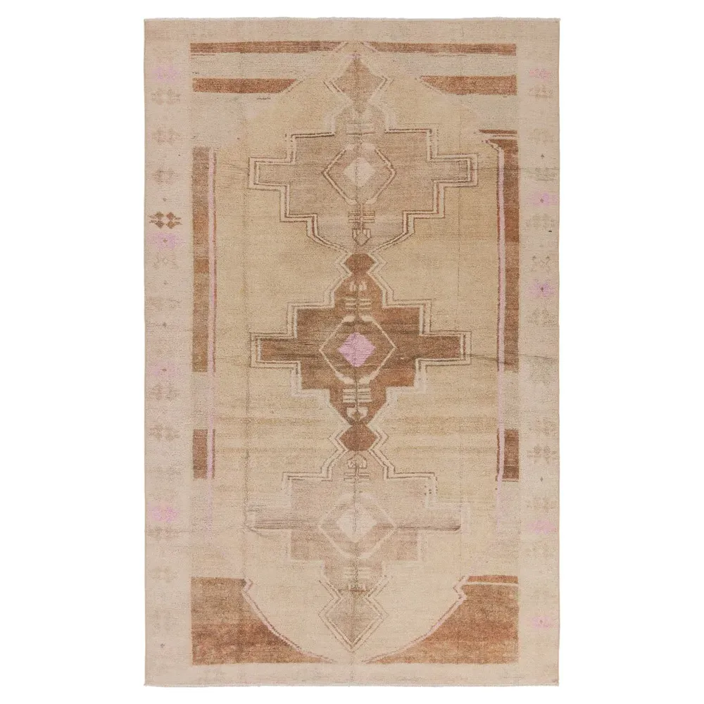 Phoebe Global Medallion Patterned Rug Sample - Tan Pink image