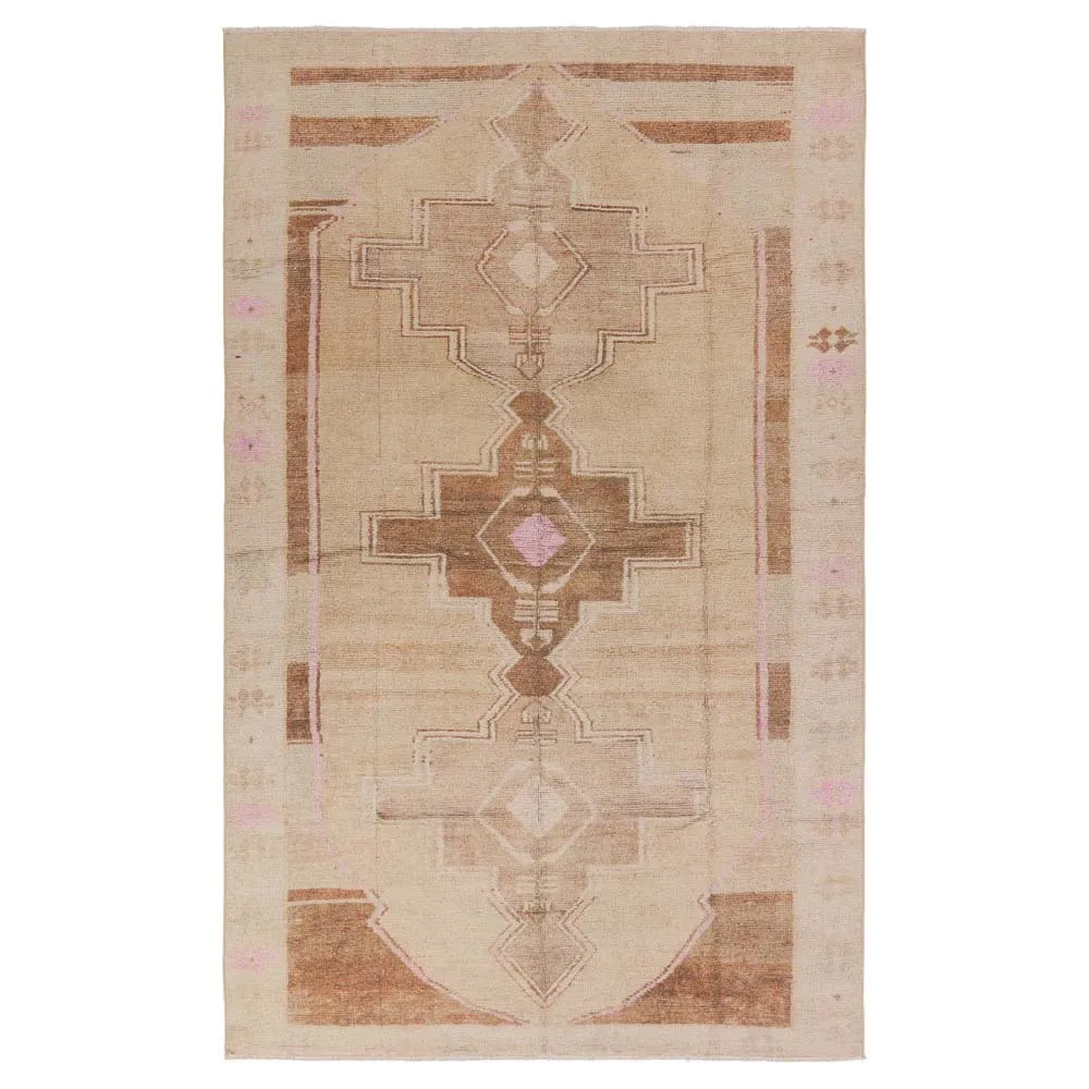 Phoebe Global Medallion Patterned Runner Rug - Tan Pink
