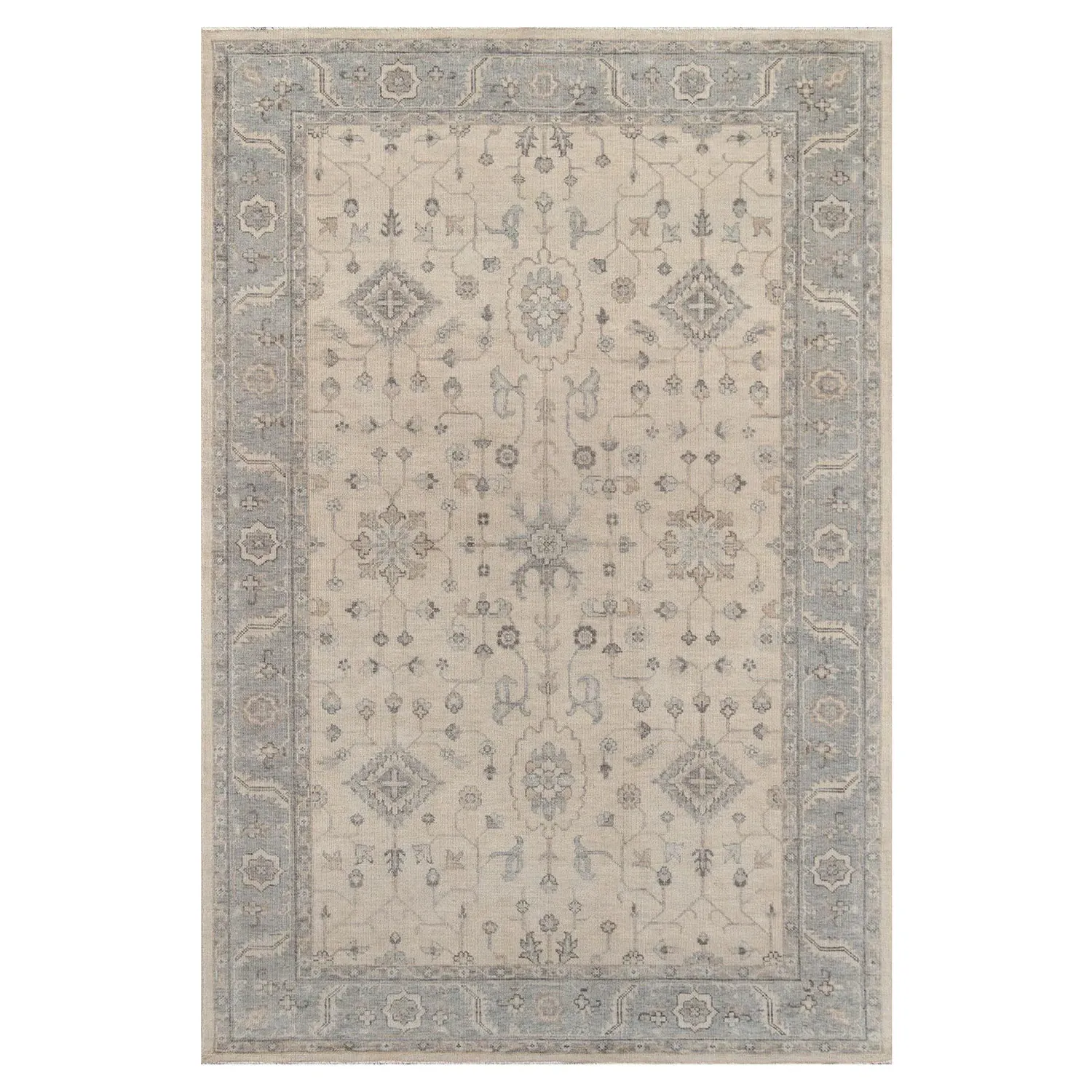 Phoebe Oriental Patterned Hand Knotted Rug - Beige, Wool