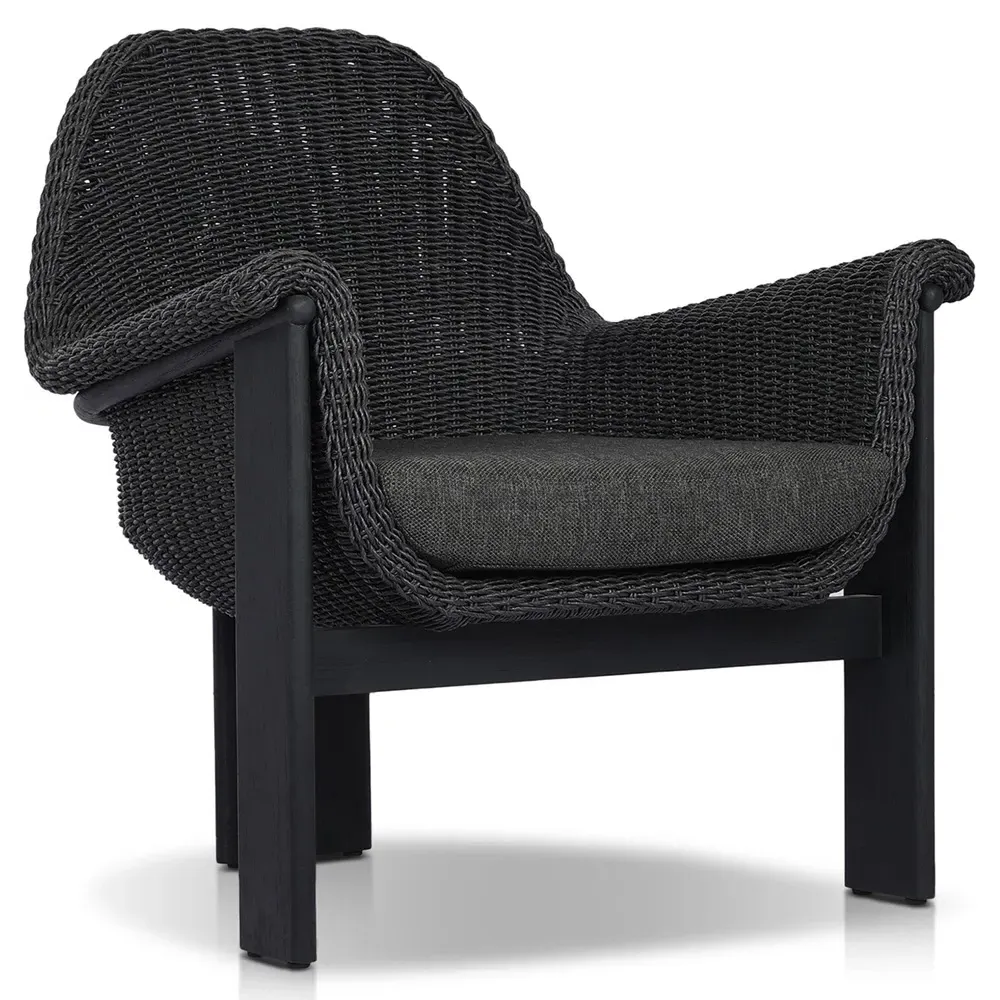 Phoebe Outdoor Lounge Chair - Black, Teak