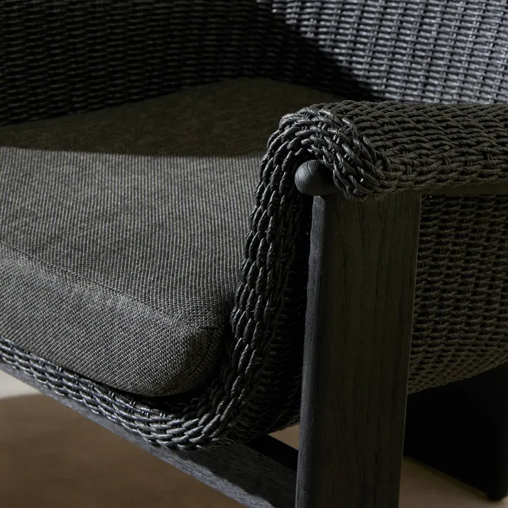 Phoebe Outdoor Lounge Chair - Black, Teak