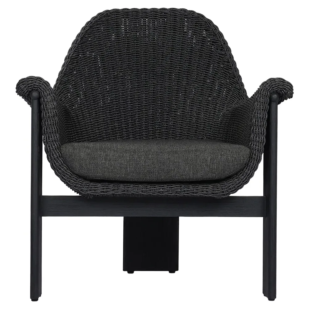 Phoebe Outdoor Lounge Chair - Black, Teak image