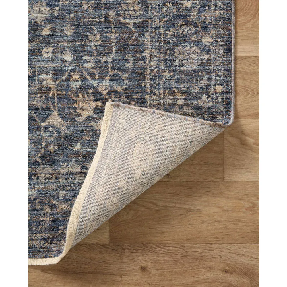 Phyra Round Ushak Patterned Rug - Midnight Black, Polyester