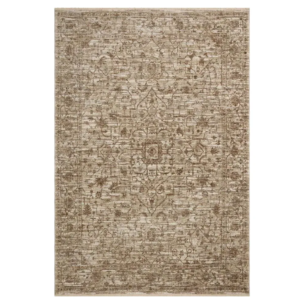 Phyra Runner Ushak Patterned Rug - Brown Bark, Polyester