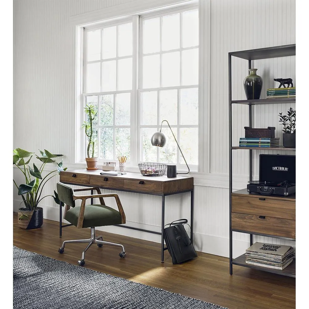 Pia Swivel Office Chair - Green, Velvet