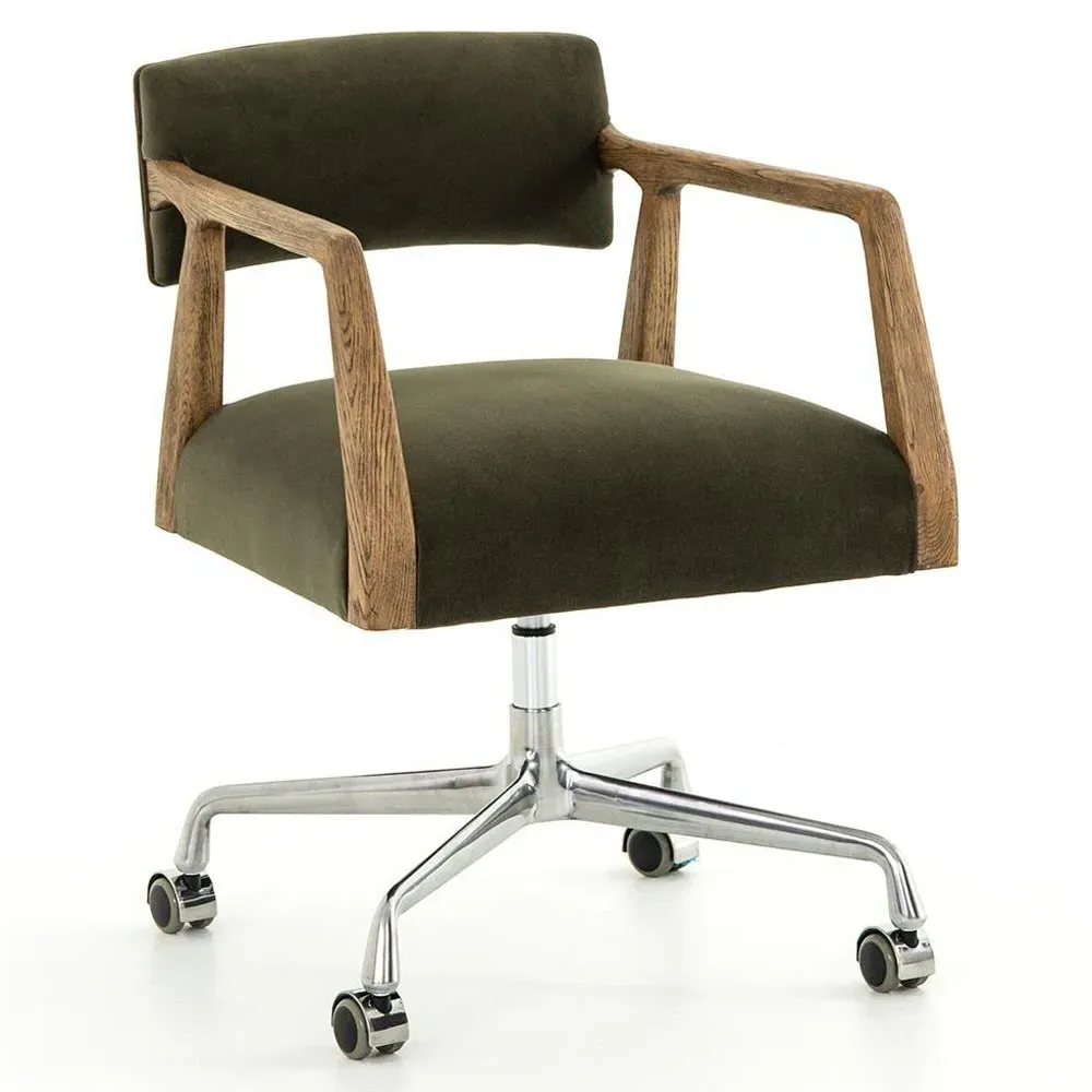 Pia Swivel Office Chair - Green, Velvet
