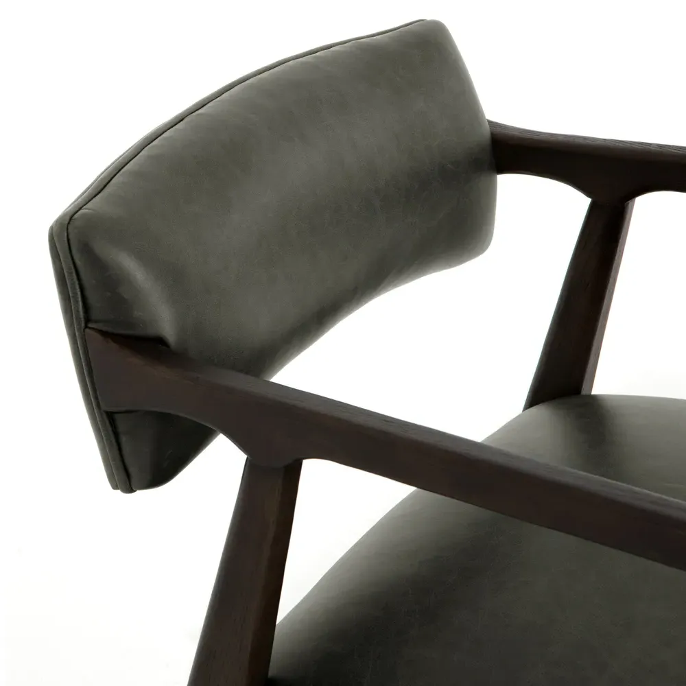 Pia Upholstered Arm Chair - Grey, Leather