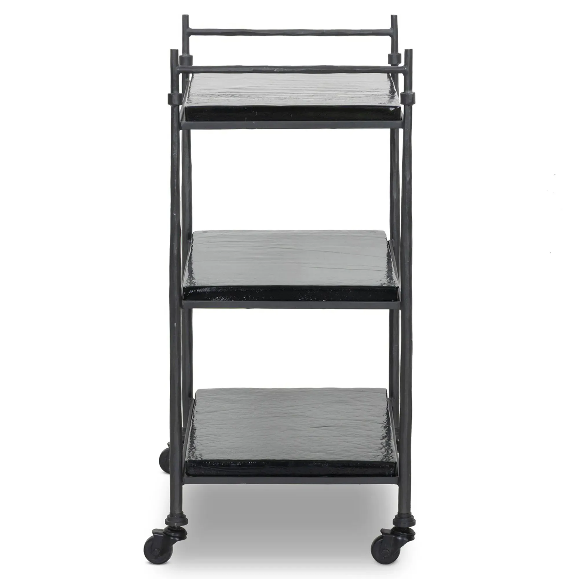 Pierce Cast Glass Bar Cart - Black, Iron