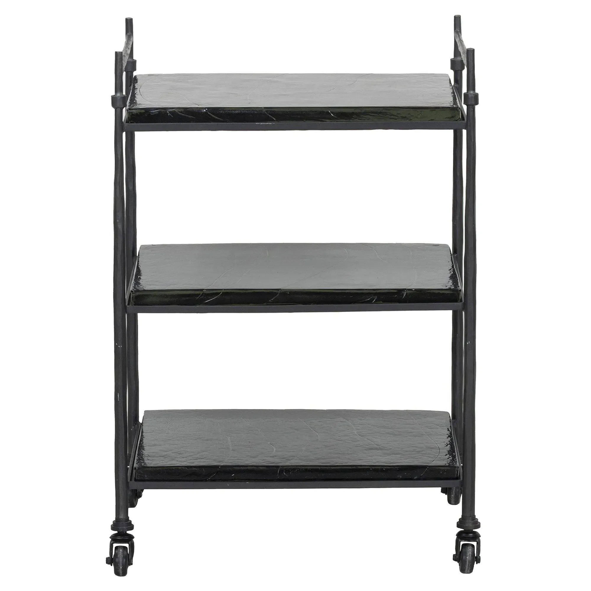 Pierce Cast Glass Bar Cart - Black, Iron image
