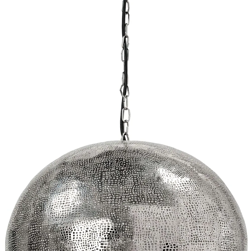 Pierced Sphere Pendant Light - Polished Nickel, Iron