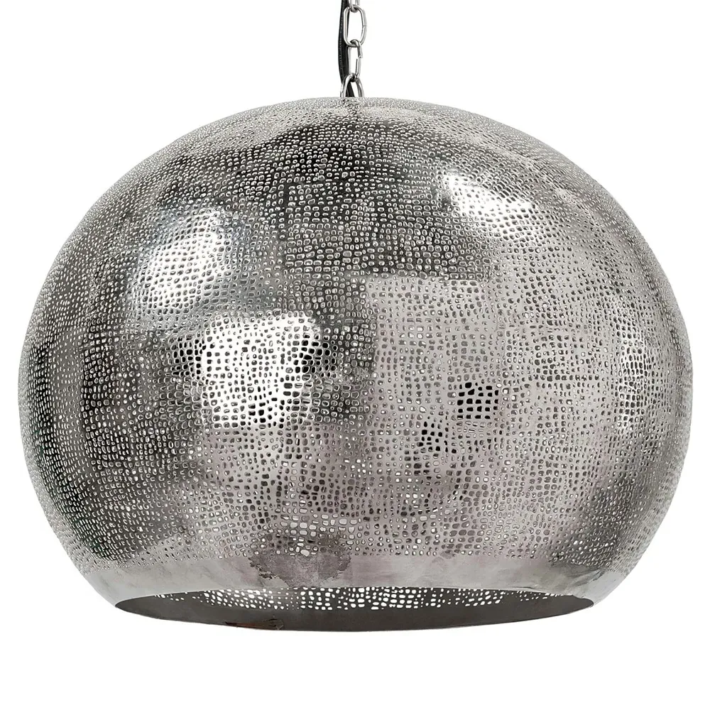 Pierced Sphere Pendant Light - Polished Nickel, Iron
