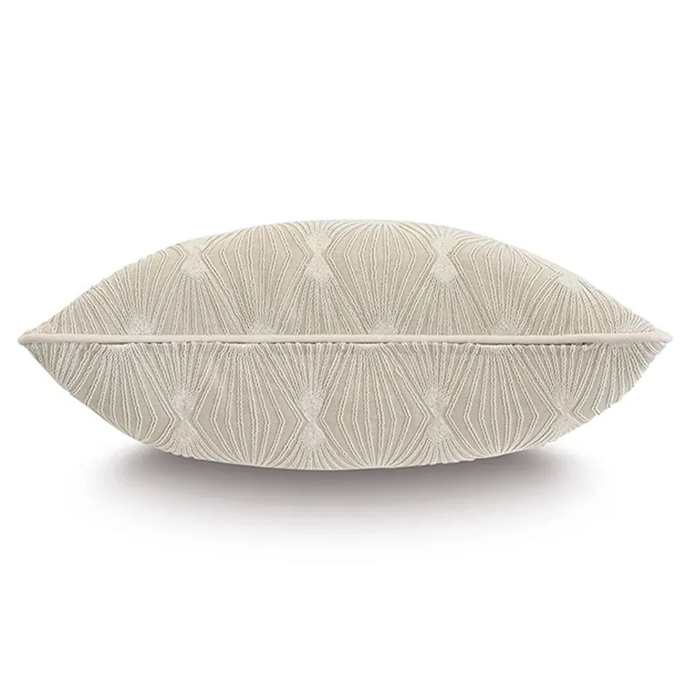 Piero 22x22 Throw Pillow with Diamond Pattern - Beige, Linen