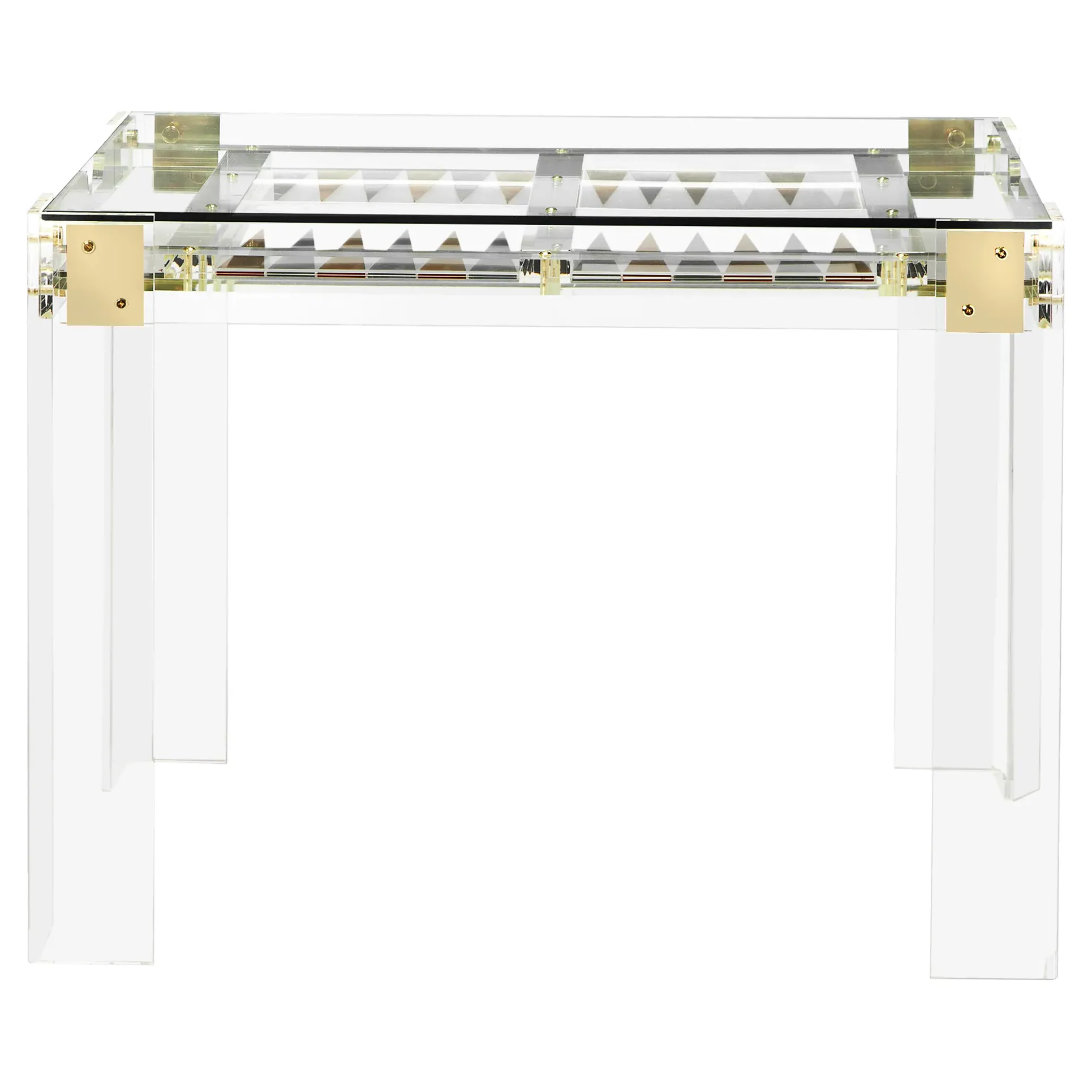 Pierre Acrylic Brass Hinge Backgammon Table - Clear