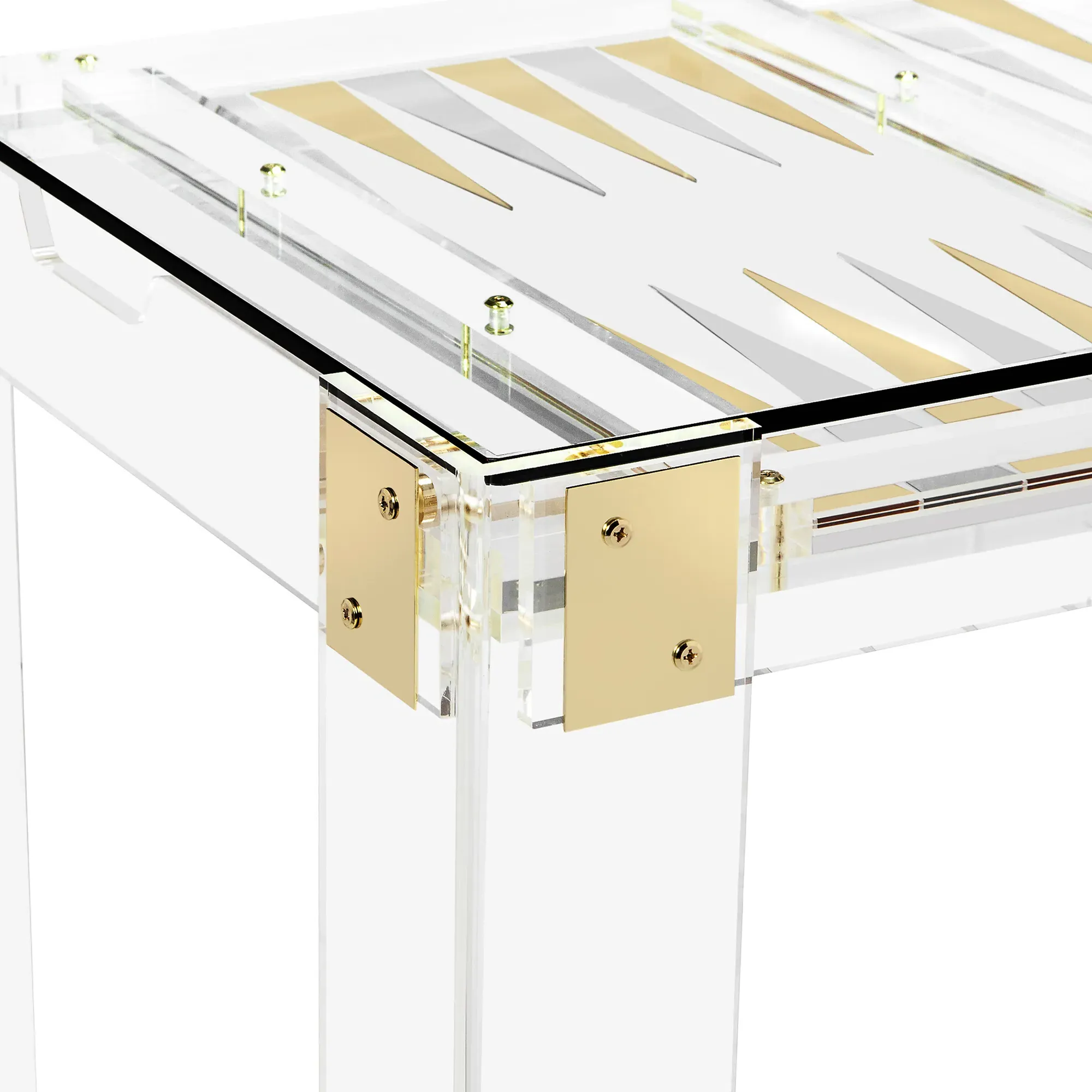 Pierre Acrylic Brass Hinge Backgammon Table - Clear