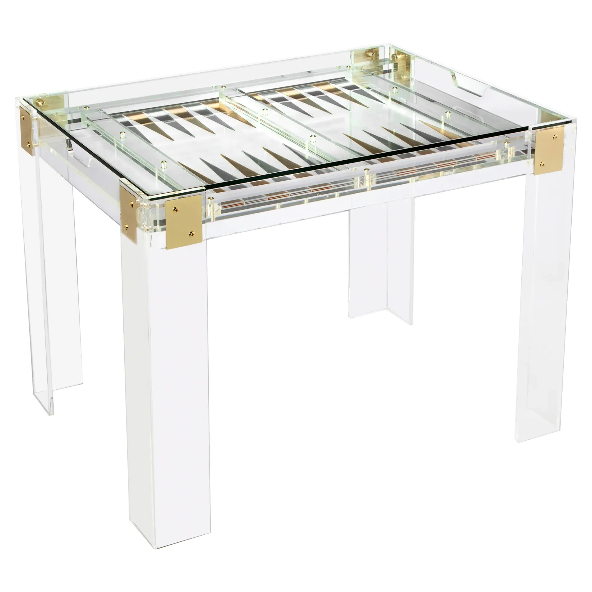 Pierre Acrylic Brass Hinge Backgammon Table - Clear