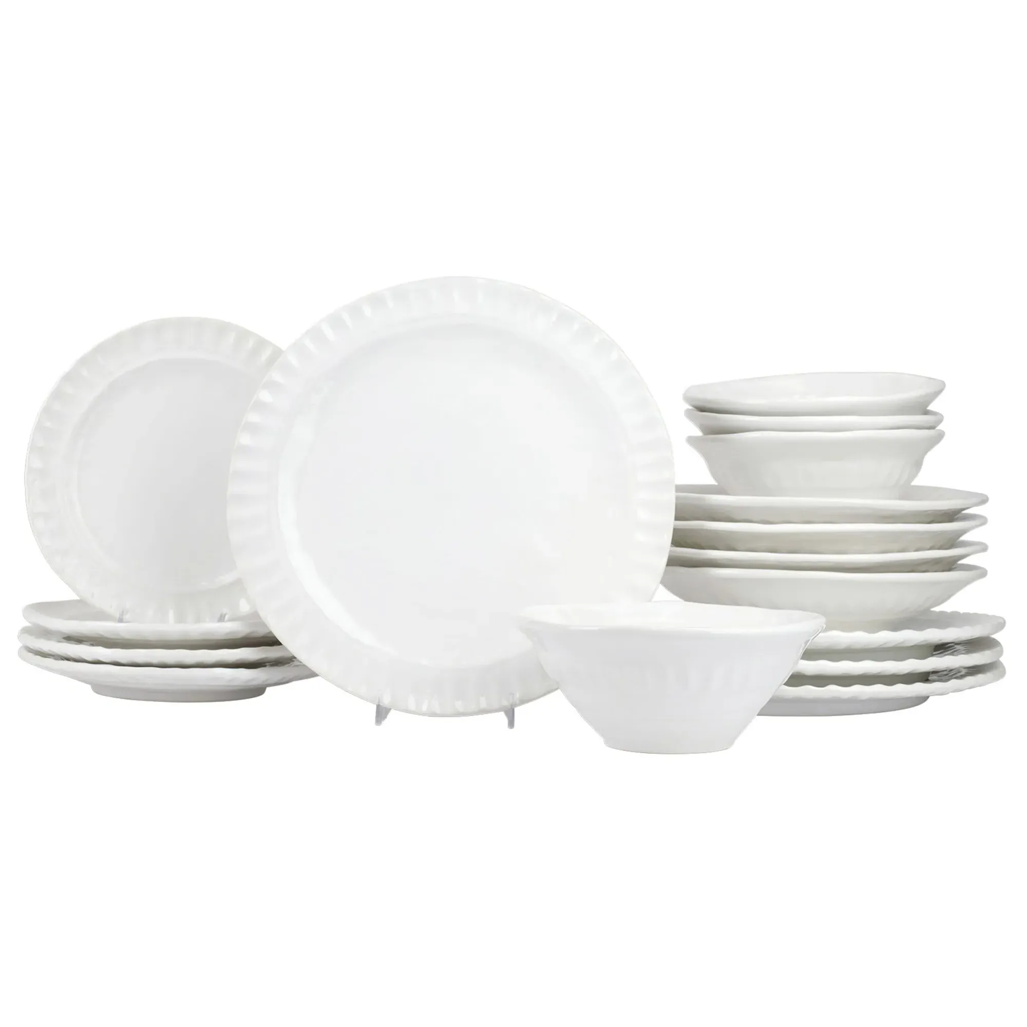 Pietra Serena 16 Piece Place Setting - White, Stoneware
