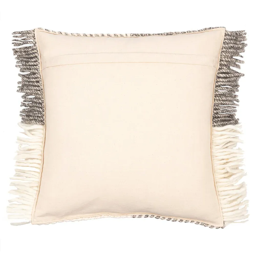 Pietro 22x22 Throw Pillow with Fringe - Cream, Wool