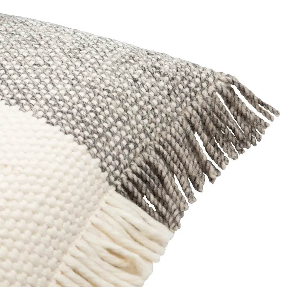 Pietro 22x22 Throw Pillow with Fringe - Cream, Wool