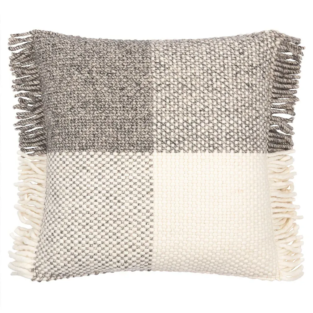 Pietro 22x22 Throw Pillow with Fringe - Cream, Wool