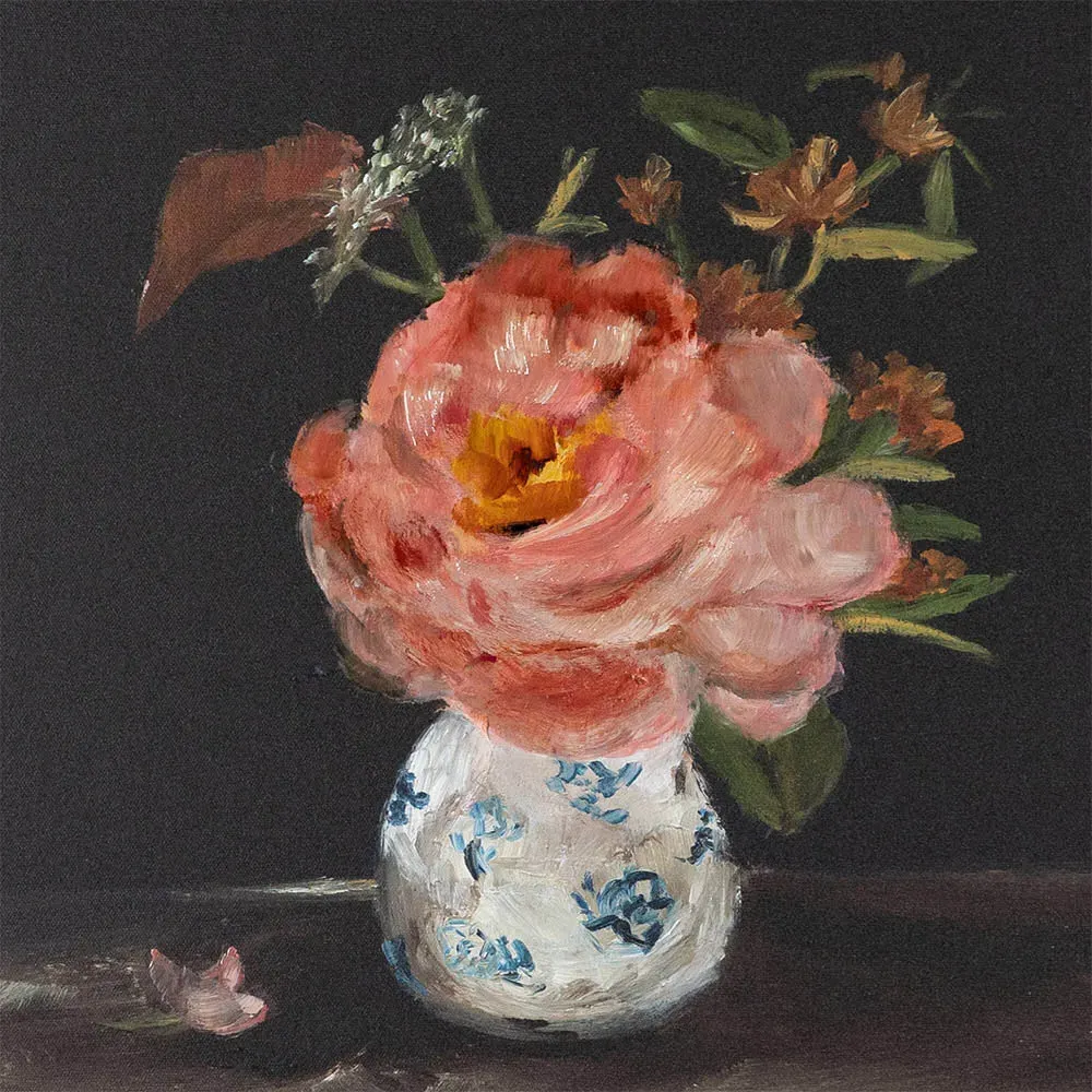 Pink Peony Painting 24x18 - Pink, Canvas