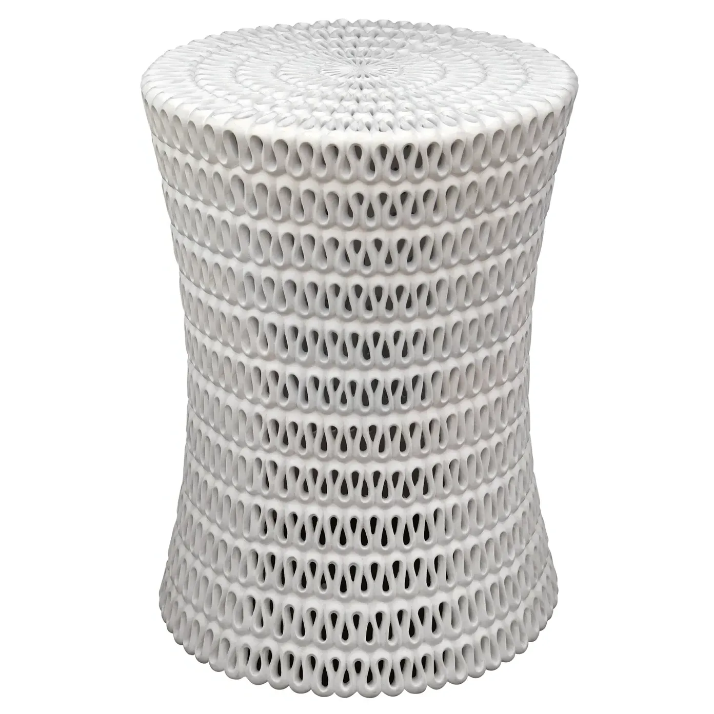 Pipa Ribboned End Table - White, Resin image