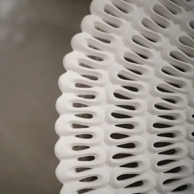 Pipa Ribboned Round Coffee Table - White, Resin