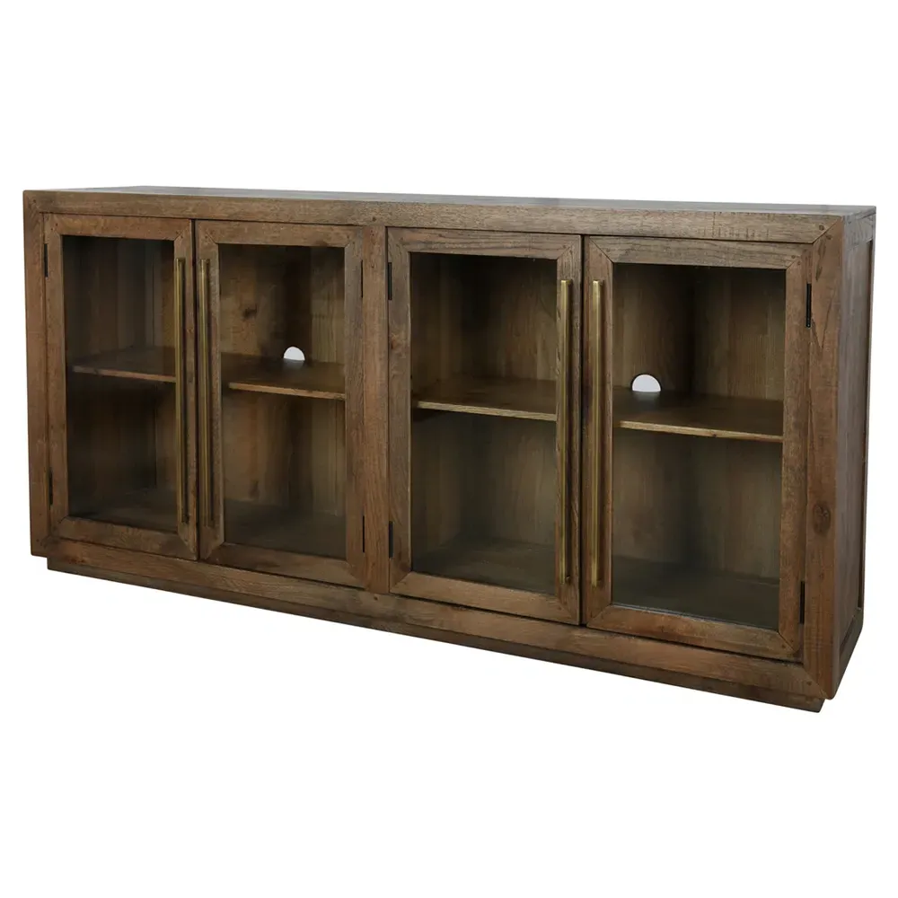 Pitt Sideboard with Glass Doors - Brown, Oak