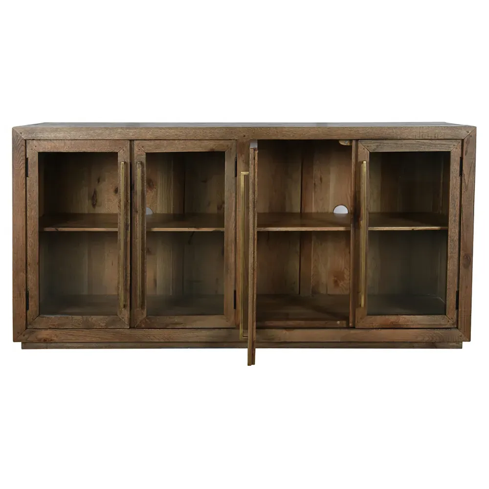 Pitt Sideboard with Glass Doors - Brown, Oak