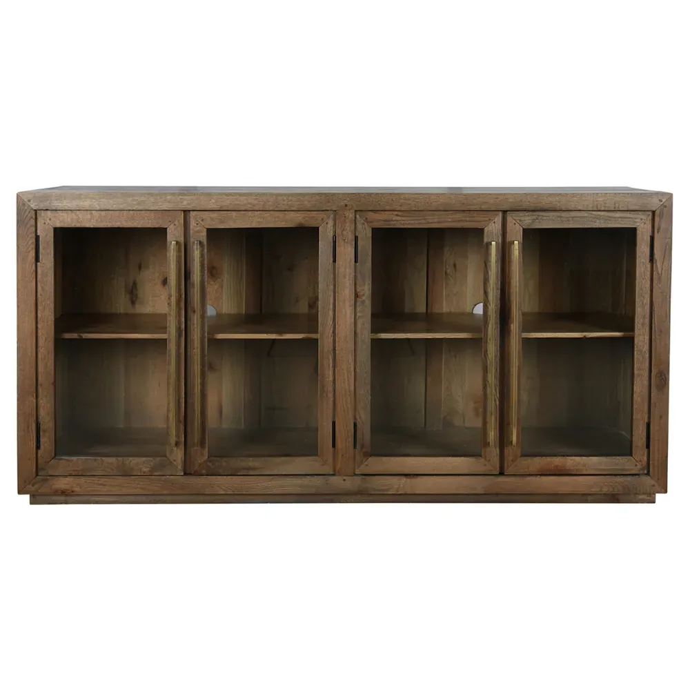 Pitt Sideboard with Glass Doors - Brown, Oak image