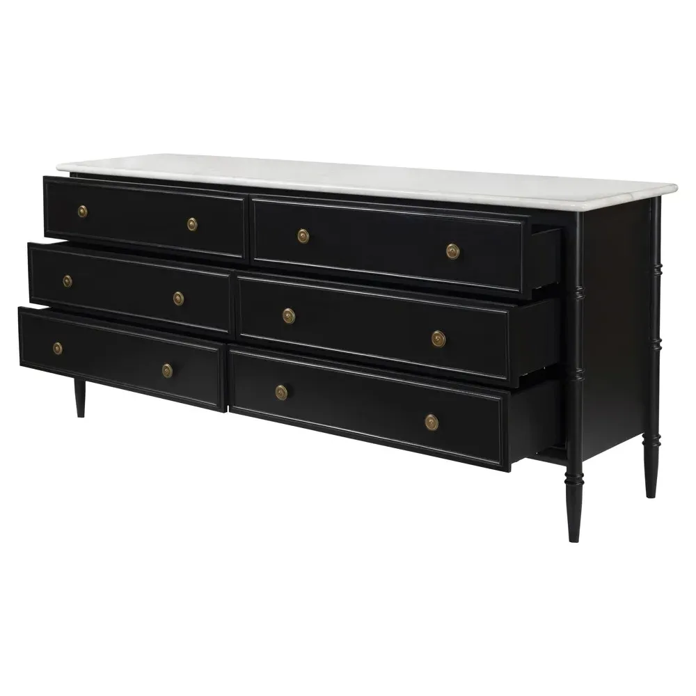 Poema Double Dresser - Black, Marble