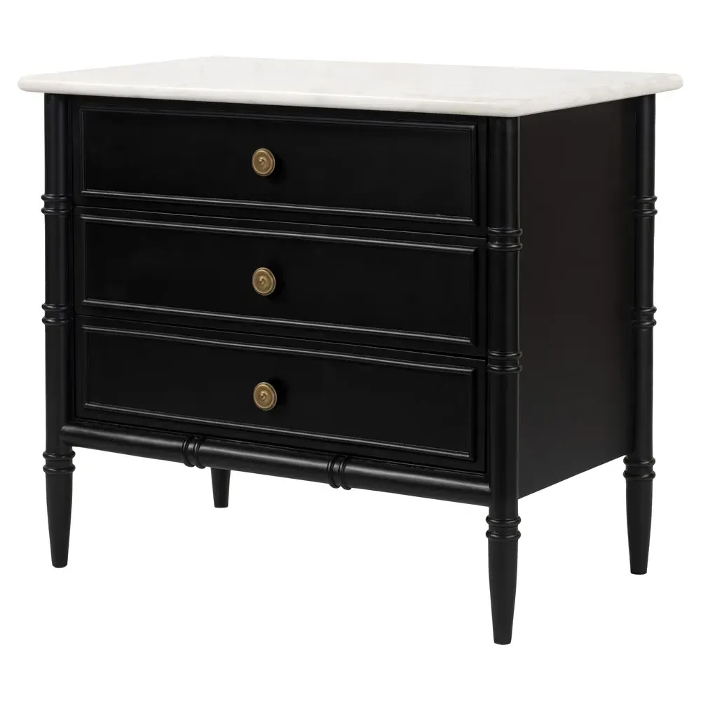 Poema Nightstand - Black, Marble