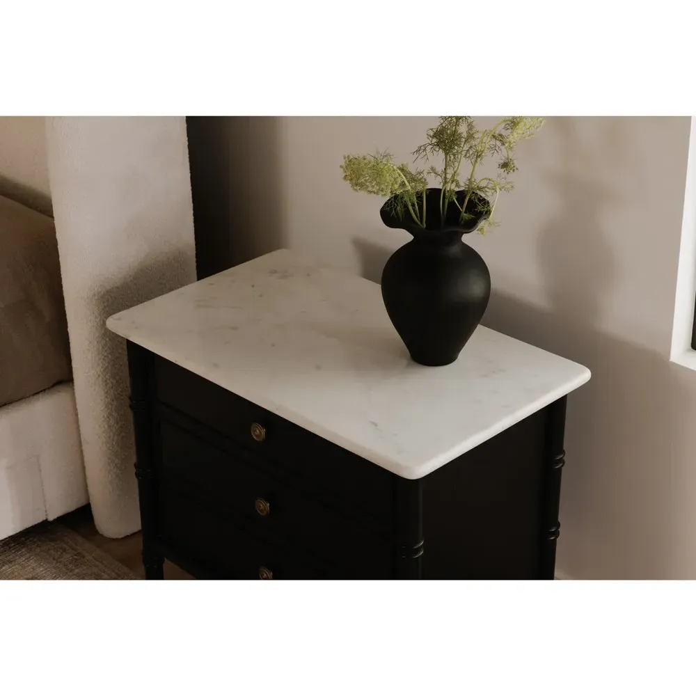 Poema Nightstand - Black, Marble