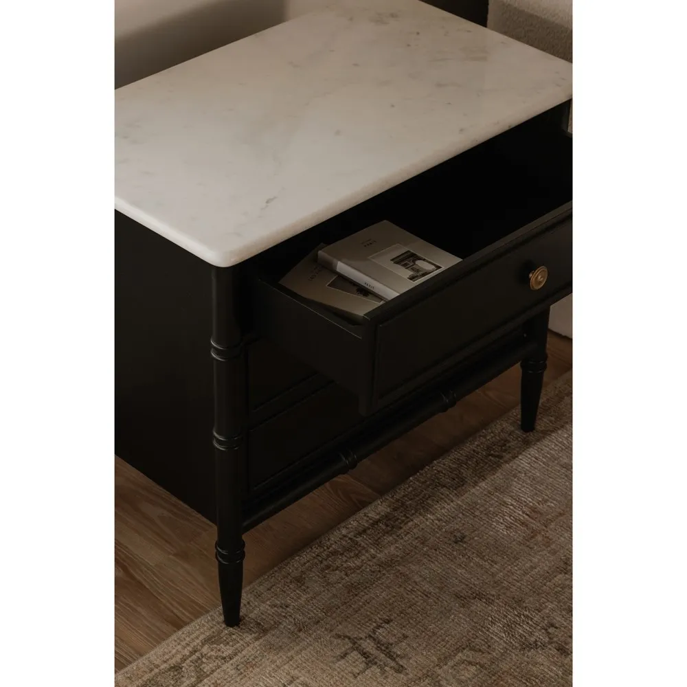 Poema Nightstand - Black, Marble