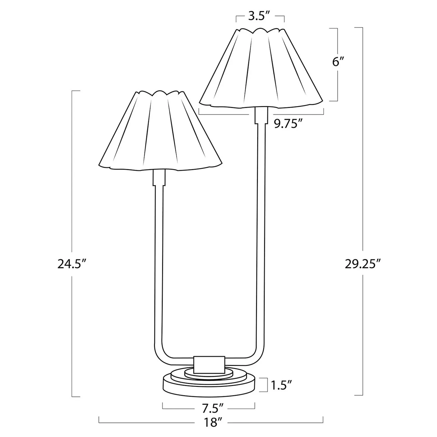 Polly French Double Arm Table Lamp - Natural Brass, Linen