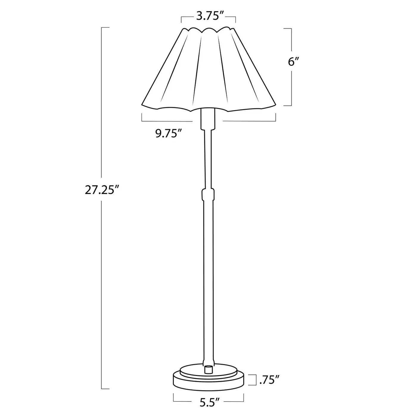 Polly French Scalloped Buffet Table Lamp - Natural Brass, Linen