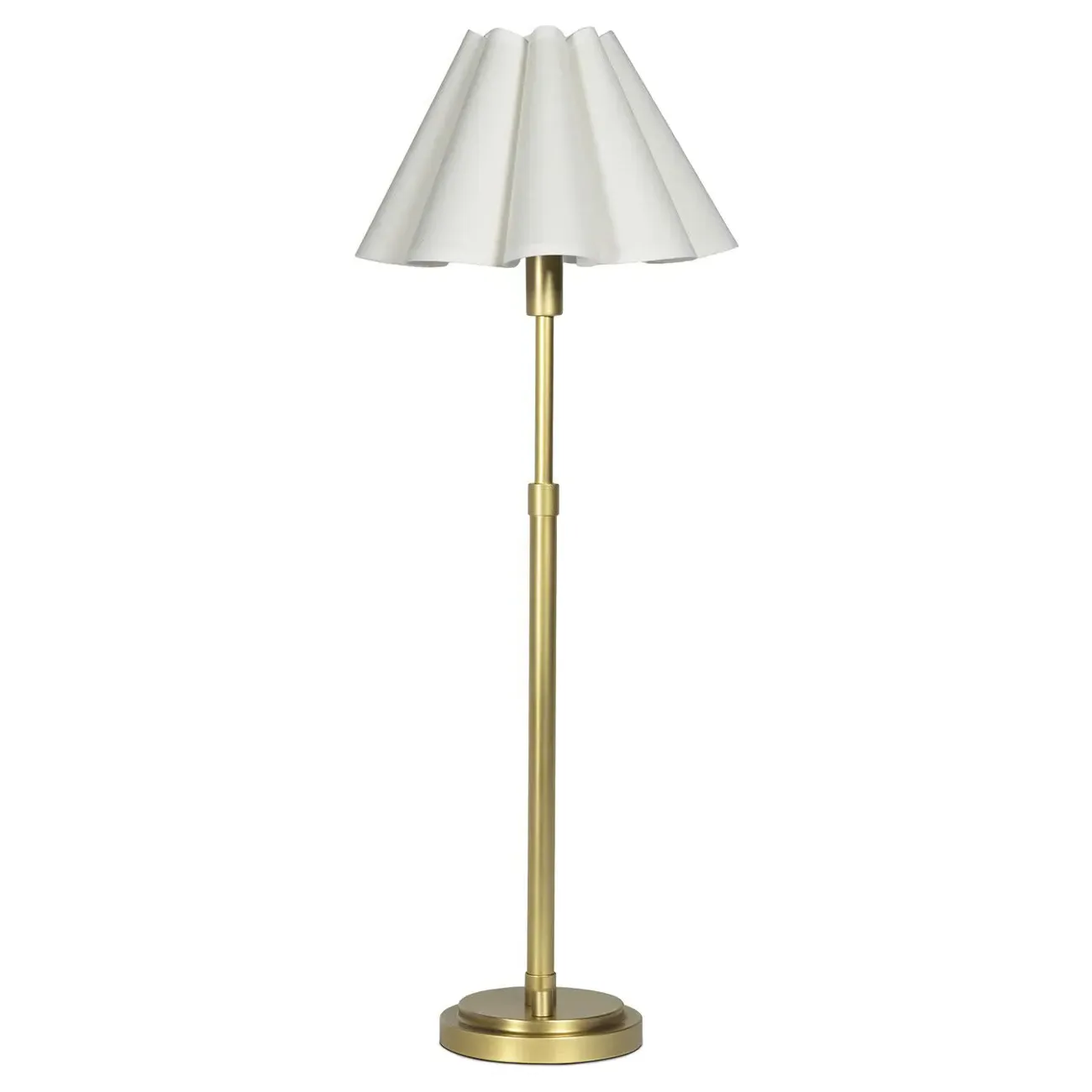 Polly French Scalloped Buffet Table Lamp - Natural Brass, Linen