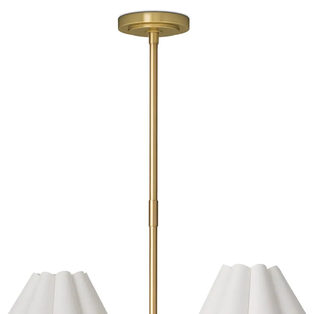 Polly French Scalloped Chandelier - Natural Brass, Linen