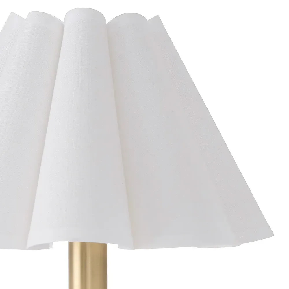 Polly French Scalloped Wall Sconce - Natural Brass, Linen